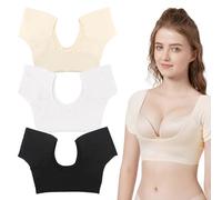 3 Pcs Underarm Sweat Pads Vest Women Armpit Sweat Pads with Mesh Breathable Elasticity Quick Drying Sports Vests for 50-60KG Women Lady Women's Yoga Underarm Care Shirts(White,Beige,Black)