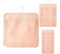 3 Pcs Underwear Garment Bag Set, 15.7 in 40 cm Socks Bra Storage Bag with 1 2 3 Tiers, Hanging Garment Bags with 360 Degree Swivel Hook for Closet Dormitory Bathroom, Refined Pink