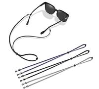 3 Pcs Unisex Glasses Straps- Universal Leather Eyeglass Chain Lanyard Non-Slip Glasses Straps Glasses Chain Adjustable Spectacle Neck Cord Glasses String Holder for Men and Women (Black/Blue/Gray)