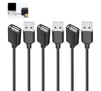3 PCS USB 2.0 Extension Cable(1M),A Male to A Female Short Cable with Gold Plated Contacts High Speed Data Transfer for Printer,Scanner,Camera,Keyboard,Card Reader,Hard Drive,USB Disk,Webcam(Black)
