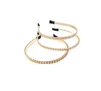 3 Pcs Vintage Headbands Gold Chains Head Bands Headwear Metal Hairbands Alice Band Hair Hoop Women and Girls