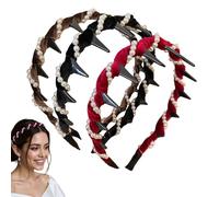 3 Pcs Vintage High Cranium Artificial Pearl Hairband,Pearl Headband for Women & Girls,Elegant Wide Hair Accessories with Teeth Hoop,Bridal Wedding Party Skincare Headban/d,Headban/d Hair Bands