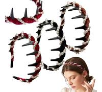 3 Pcs Vintage High Cranium Pearl Headband for Women, Artificial Pearl Hairband, Beaded Head Band with Teeth, Zig Zag Headband Bridal & Party/Wedding Rhinestone Hair Accessorie