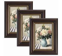 3 PCS Vintage Photo Frames Set, Retro Rustic Picture Frames with Plexiglass for Wall and Tabletop Display, Classic Gallery Photo Frame Set for Home, Office and Living Room Decor (Coffee brown, 4X6)
