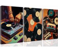 3 Pcs Vintage Record Music Canvas Wall Art Eclectic Style Stylish Record Cassettes Pictures Wall Decora Eccentric music vinyl records Posters Prints Artworks Suitable For Living Room Bedroom