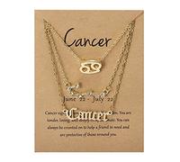 3 Pcs Vintage Twelve Constellation Necklace for Women Friendship Necklaces Paper Card Necklaces Clavicle Necklaces Gift