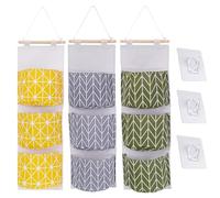 3 Pcs Wall Closet Hanging Storage Bag with 3 Pockets, Waterproof Over The Door Linen Fabric Organizer, Wall-mounted Wardrobe Storage Bag Organizer, Hanging Storage Pouches for Bedroom, Bathroom