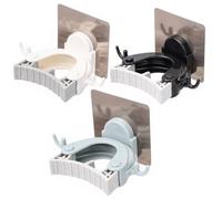 3 Pcs Wall Mounted Mop Hanger Punch Free Antler Shape ABS Ppr Clip | Traceless Adhesive Fit, Small Side Hooks, for Broom Handle Storage in Office or Closet