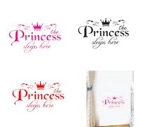 3 PCS Wall Stickers The Princess Sleep Here, Removable DIY Princess Little Crown Art Words with Flower Quotes Wall Decal Decor for Girls Bedroom Living Room Home Background Decoration (Color 1)