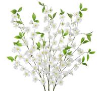 3 Pcs White Cherry Blossom Branches 39.4" Silk Flowers with Stems Long Stem Artificial Flowers for Spring Summer Indoor Decoration Faux Flower for Vase Arrangements Table Centerpiece Wedding Decor
