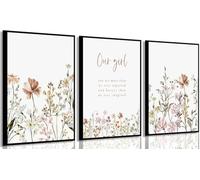 3 Pcs Wildflower Canvas Wall Art Poster Print Girl Nursery Decor Flower Print Floral Botanical Painting for Baby Girl Nursery Decor Inspirational Wall Art Office Decoration (flower art, 12x16in