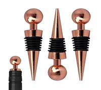 3 PCS Wine Bottle Stopper, Reusable Wine Corks Bottle Saver Sealer Cap for Champagne Prosecco Beer Spirits, Zinc Alloy (Rose Gold)