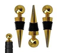3 PCS Wine Bottle Stopper, Reusable Wine Corks Bottle Saver Sealer Cap for Champagne Prosecco Beer Spirits, Zinc Alloy (Gold)