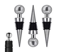 3 PCS Wine Bottle Stopper, Reusable Wine Corks Bottle Saver Sealer Cap for Champagne Prosecco Beer Spirits, Zinc Alloy (Silver)