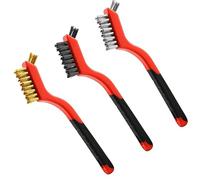 3 Pcs Wire Brushes for Cleaning,Wire Brush Set (Brass, Stainless Steel & Nylon Bristles) for Multi-Purpose Uses, Metal, Stove, Sink, Rus-t & Welding Slag .