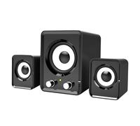 3 Pcs Wireless Speakers, 2.1 Channel Home Theater System with Subwoofer, HiFi Sound, Adjustable Bass, Compact Black Design, 4.5 x 3.9 x 5.3 in / 11.5 x 10 x 13.5 cm, 2.4 x 3 in / 6 x 7.5 cm