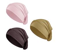 3 Pcs Women Hijab Undercap Bonnet Cotton Bandana Under Hijab Tube Cap Islamic Muslim Inner Head Wrap Solid Color Elastic Headscarf Hair Coverings Breathable Cross Turban Beanie Hat Chemo Sleep Cap