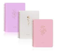 3 PCS Women's Aesthetic Spiral Notebook, Hardcover College Straight Line Horizontal Line Journal, Cute Journaling Notebook with Large Pocket Lined Pages, Men's and Women's Note Books, 3 Colors