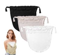 3 Pcs Women's Lace Clip On Fake Camisole Bra Adjustable Modesty Panel for Low Cut Tops, Office Tank Tops, Dresses - Portable Breast Covering
