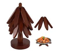 3 Pcs Wood Placemats Sets Foldable Storage Table Decoration,Tree Decoration Placemats Washable Premium Heat Proof Table Mats for Hot Dishes Bowl Teapot Hot Pot, Holiday, Birthday, Party decoration