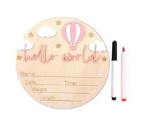 3 PCS Wooden Baby Announcement Sign Set, Signs & Plaques with Whiteboard Pen Monthly Milestone Photos Exquisite and Durable, Hello World Baby Sign for Newborn Family Decoration and Shower Photos Prop