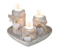 3 PCS Wooden Candle Holders, Romantic Home Decor, Vintage Heart Shaped Candle Holders Set, Love Candlestick Living Room Accessories, Wedding Gifts, Wood Fall Decor for Anniversary, Home, Living Room