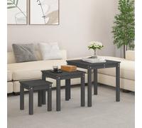 (grey) vidaXL 3x Solid Wood Pine Nesting Tables Stackable Nesting Stand Multi Colours