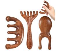 3 PCS Wooden Scalp Gua Sha Combs, Six-Claw Meridian Massage Comb with Wide Tooth, Deer Antler Massage Comb, Stress Relief & Hair Care, Hair Massager Tool for Men Women