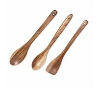 3 Pcs Wooden Spoons, Natural Wood Cooking Utensils Set