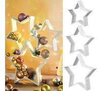 3 PCS Wooden Stars Frame Christmas Table Decoration Indoor, Art Shelf Table Centerpiece Decor DIY Vintage Star Sign Craft White Wood Star Tabletop Ornaments for Farmhouse Fireplace Bookcase Tray