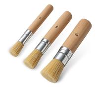 3 Pcs Wooden Stencil Brush, Natural Bristle Stencils Brushes for Painting, Washable Bristle Stencil Brush for Acrylic Oil Watercolor Painting Stencils Project Card Making, DIY Art Crafts (6, 8, 10)