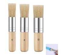 3 Pcs Wooden Stencil Brush Set, Natural Bristle Stencil Brush with Anti-Slip Handles for Oil, Watercolor Painting, Washable Stipple Brushes for Stenciling on Wood, Walls, Fabric, Ceramic
