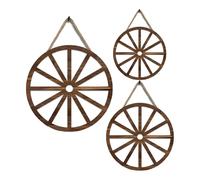 3 Pcs Wooden Wagon Wheel Wall Decor 12/10/8 Inch Rustic Yard Decor