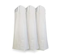 3 pcs X large white non woven Bridal Wedding Gown Dress Garment Bag, Clear PVC large document pocket & 15" gusset