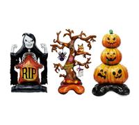 3 Pcs XXL Halloween Balloons, Inflatable Withered Trees, Pumpkin Piles, Messenger Foil Balloons, Halloween Party Standing Balloons, Home Garden Yard Decoration Props