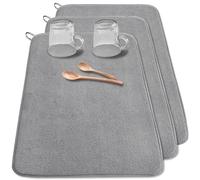 3 Pcs XXL Microfiber Dish Drying Mats,24×17 inch Absorbent Drainer Mat,Large Size Dish Draining Pad for Coffee,Rack,Under Sink,Countertops(Grey)