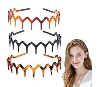 3 Pcs Zig Zag Headbands, Wavy Hard Zigzag Headband With Non-Slip, Shark Tooth Headbands With Elasticated, Comb Headband Sharks Tooth Hair Comb Hard Hairbands for Men Women Girls 3 Colours