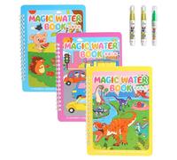 3 PcsWater Coloring Books, Reusable Magic Water Books, Paint with Water Doodle Book, wWater Painting Book, Portable Educational Learning Boys Girls Gifts(Dinosaurs, Vehicles, Animals)