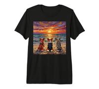3 Pembroke Welsh Corgis Sunset Beach Cute Dog Artwork Premium T-Shirt