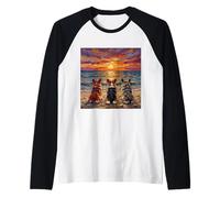 3 Pembroke Welsh Corgis Sunset Beach Cute Dog Artwork Raglan Baseball Tee