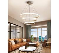 3 Pendant Hanging Dimmable with Remote Control Adjustable Height Chandelier 69W LED Ring Light for Bedroom Decor Ceiling Lamp