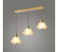 3 Pendant Light Milk Glass Chaner Long Cluster Rose Flower Pendant Lighting for Stairwell Vintage Mid Century Modern Ceiling Hanging Lamp for Dining Room Kitchen Island Farmhouse