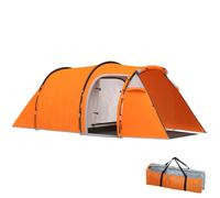 Outsunny 2-3 Person Tunnel Tent with Sewn-in Groundsheet, Air Vents, Rainfly, 2000mm Water Column, Camping Tent with 1 Bedroom, Inbuilt Porch, Living Area for Camping, Hiking, Orange