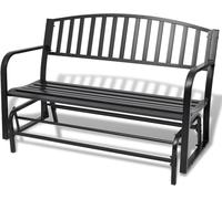 3-Person Outdoor Glider Bench Patio 3 Seater Swing Gliding Chair Loveseat w/Power Coated Steel Frame for Backyard Garden Porch,Swing Bench Black Steel