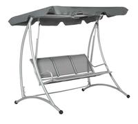 3 Person Steel Swing Chair & Adjustable Canopy - Dark Grey