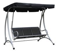 3-Person Steel Swing Chair with Adjustable Canopy, Black Mesh, 196x116x172cm HD
