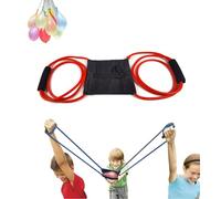 3-Person Water Balloon Launcher with 111 Fillable Balloons - Outdoor Summer Toy in Black, Green, Blue, Red, Yellow