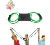 3-Person Water Balloon Launcher with 111 Fillable Balloons - Outdoor Summer Toy in Black, Green, Blue, Red, Yellow