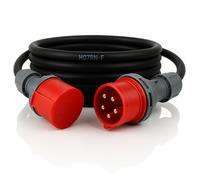 3 Phase 16A 5 Pin 415V IP44 Extension Lead 10m IEC 60309 3P+N+E Red - H07RN-F Heavy Duty Rubber Cable - PAT Tested (10 Metre)