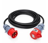 3 Phase 32A 4 Pin 415V IP44 Extension Lead 3m - IEC 60309 3P+E Red - H07RN-F Heavy Duty Rubber Cable - PAT Tested (3 Metre)